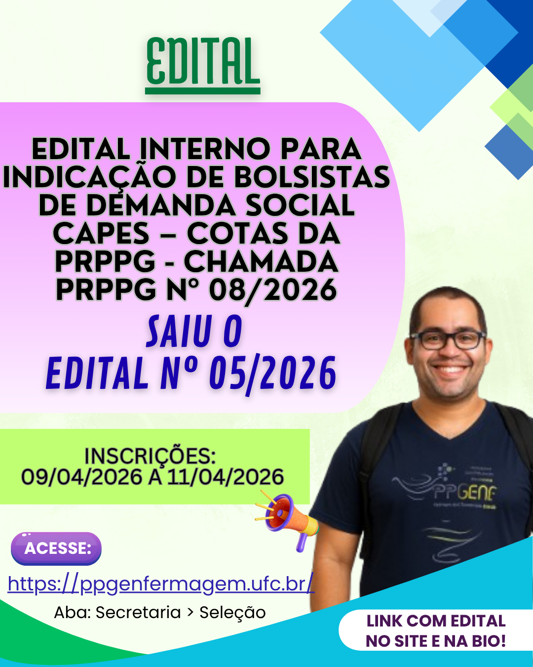 Edital Interno para Indicação de Bolsistas de Demanda Social Capes – Cotas da PRPPG – Chamada PRPPG Nº 08/2026